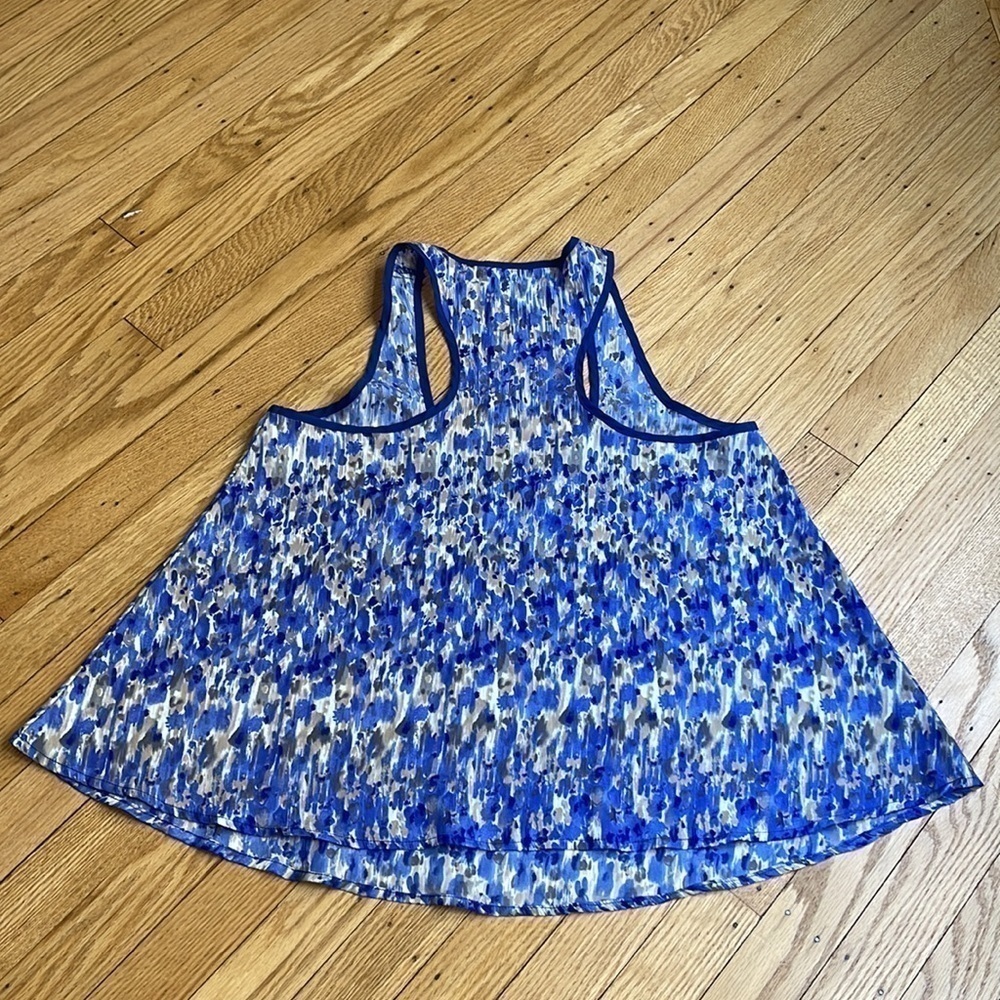 AQUA Blue Watercolor Racerback Tank Top Size Small Flowing A-Line Fit - Picture 6 of 6